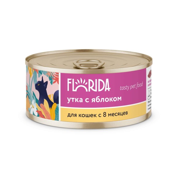 Консервы Florida для кошек с уткой и яблоком (24 шт.)