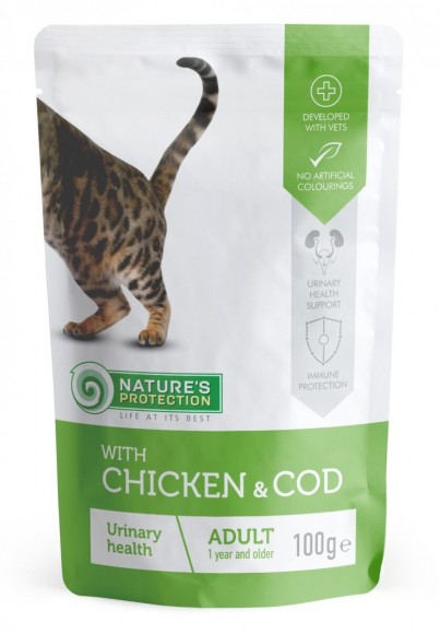 Паучи для взрослых кошек Nature’S Protection Urinary Health для поддержания здоровья мочевой системы (курица и треска)