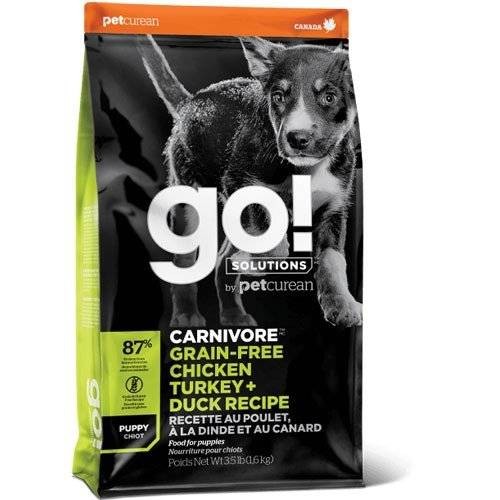 Корм GO! Solutions Carnivore беззерновой для щенков всех пород 4 вида мяса (индейка, курица, лосось, утка)
