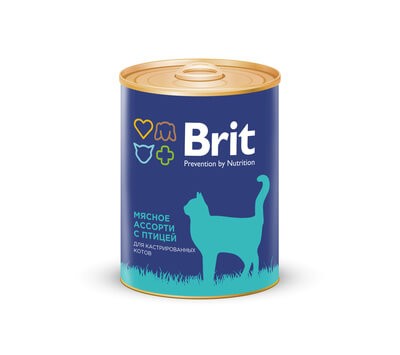 Консервы Brit Premium для стерилизованных кошек мясное ассорти с птицей 12 шт