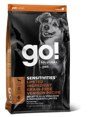 Корм GO! Sensitivity беззерновой для щенков и собак с чувствительным пищеварением (со свежей олениной)
