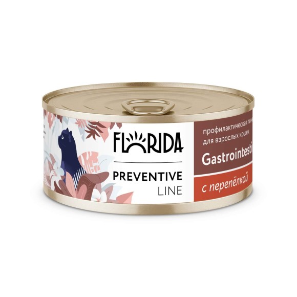 Консервы Florida Preventive Line Gastrointestinal для кошек при расстройствах пищеварения, с перепёлкой (24 шт.)