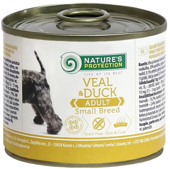 Консервы Nature’S Protection Adult Mini Veal & Duck для взрослых собак мелких пород (телятина, утка)