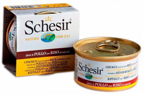 Консервы Schesir для кошек (цыпленок и рис)