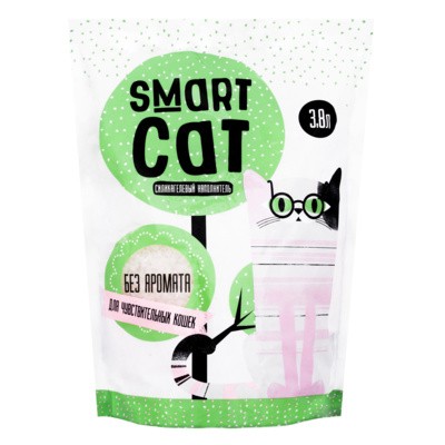 Силикагелевый наполнитель Smart Cat для чувствительных кошек (без аромата)