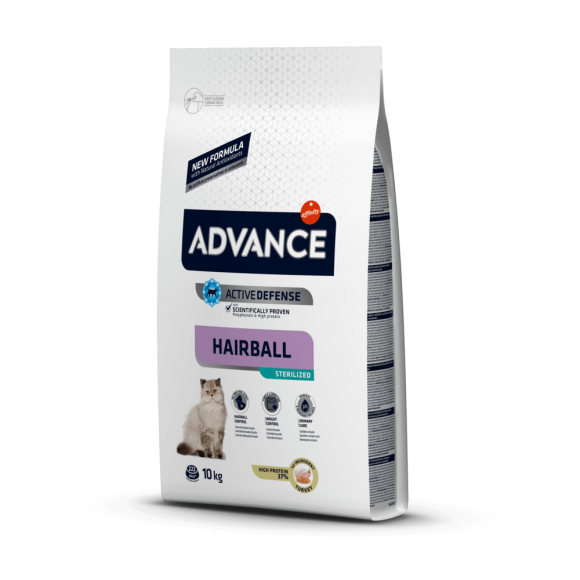Корм Advance Sterilized Hairball для вывода шерсти у стерилизованных кошек