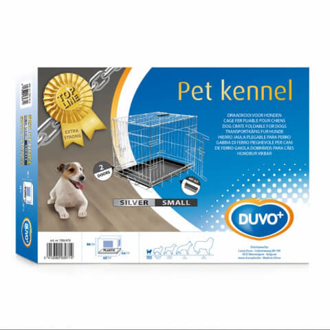 Клетка Duvo+ Pet Kennel двухдверная для собак 62x44x50см (серебристая)