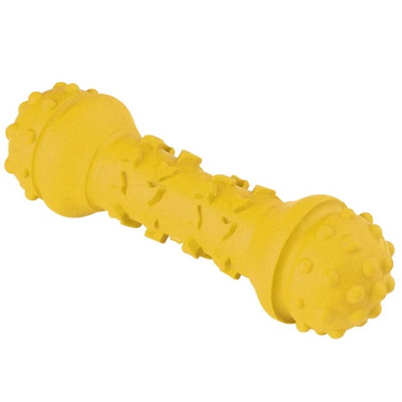 Игрушка Mr.Kranch Гантель для собак дентальная желтая с ароматом сливок 18 см