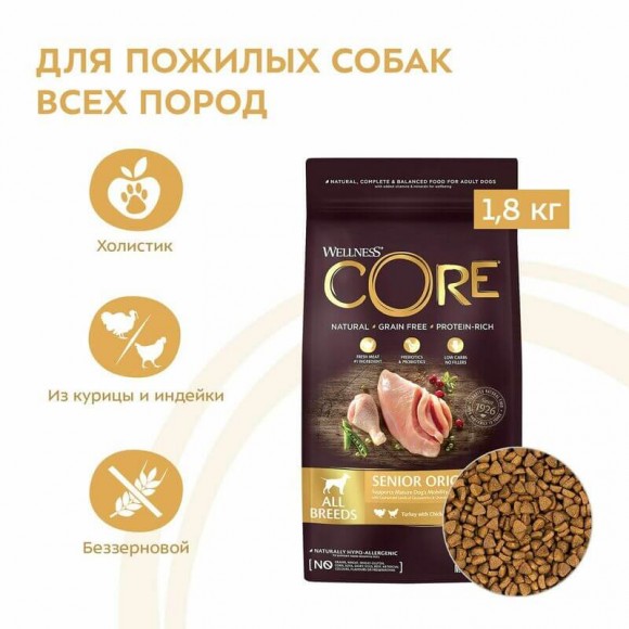 Корм Core Senior для пожилых собак всех пород (индейкa с курицей)