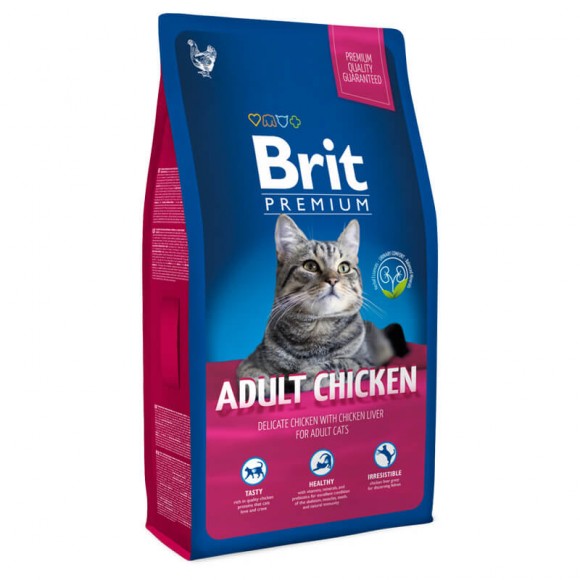Корм Brit Premium Cat для взрослых кошек (с курицей и куриной печенью)