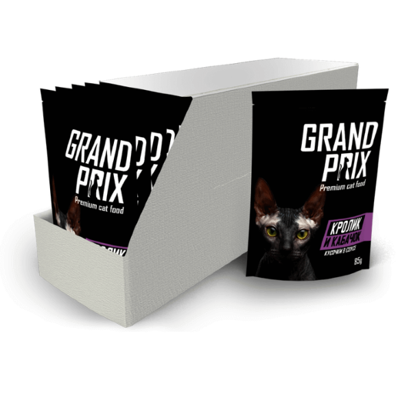 Консервы Grand Prix для кошек кусочки в соусе (кролик и кабачок) 24 шт