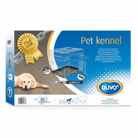 Клетка Duvo+ Pet Kennel двухдверная для собак 92x57x64см (серебристая)