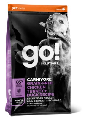 Корм GO! Carnivore беззерновой для пожилых собак всех пород 4 вида мяса (индейка, курица, лосось, утка)