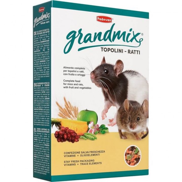 Корм Padovan Grandmix Topolini Ratti комплексный основной для взрослых мышей и крыс