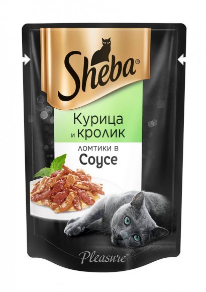Пауч для кошек Sheba Pleasure ломтики в соусе курица и кролик (24 шт)