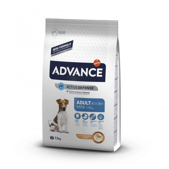 Корм Advance Mini Adult для взрослых собак малых пород (с курицей и рисом)