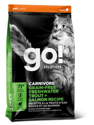 Беззерновой корм GO! Solutions Carnivore для котят и кошек с чувствительным пищеварением с форелью и лососем