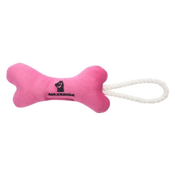 Игрушка Mr.Kranch Косточка для собак мелких и средних пород с канатом 31х9х4см, нежно-розовая