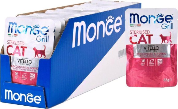 Корм Monge Cat Grill Pouch для стерилизованных кошек итальянская телятина 28 шт