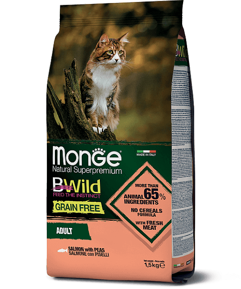 Корм Monge BWild Cat Grain Free для кошек с лососем