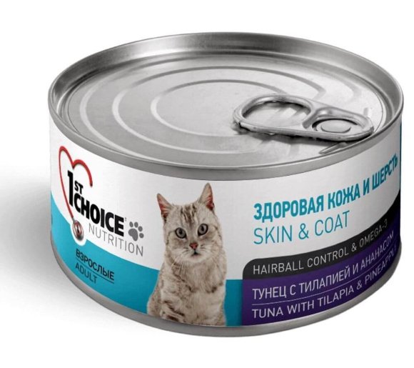 Консервы 1st Choice Adult для кошек тунец тилапия и ананас