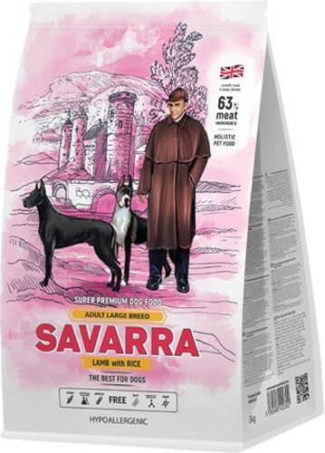 Корм Savarra Adult Dog Large Breed для взрослых собак крупных пород (ягненок с рисом)