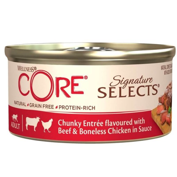 Консервы для кошек Core Signature Selects из говядины с курицей (кусочки в соусе) 24 шт
