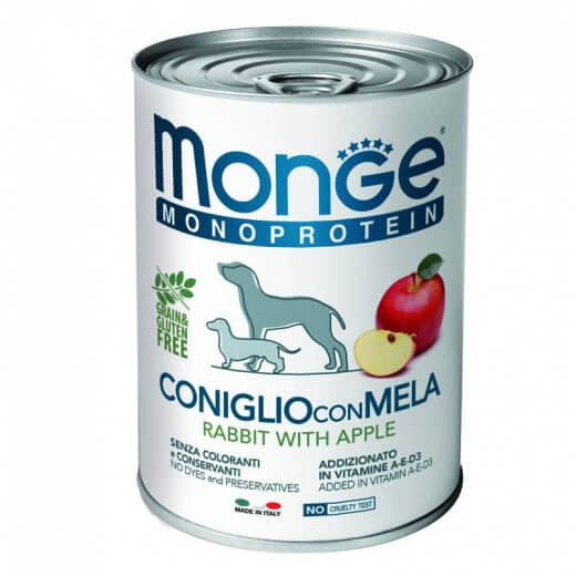 Консервы для собак Monge Dog Monoprotein Fruits паштет из кролика с яблоком 24 шт