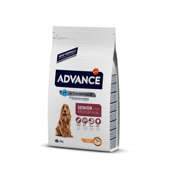 Корм Advance Medium Senior для собак средних пород (с курицей и рисом)