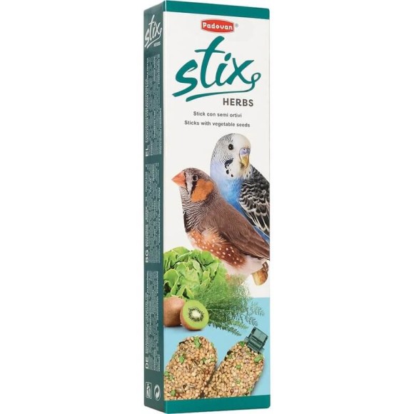 Лакомство Padovan Stix Herbs палочки антистрессовые с травами для попугаев и экзотических птиц (80г)