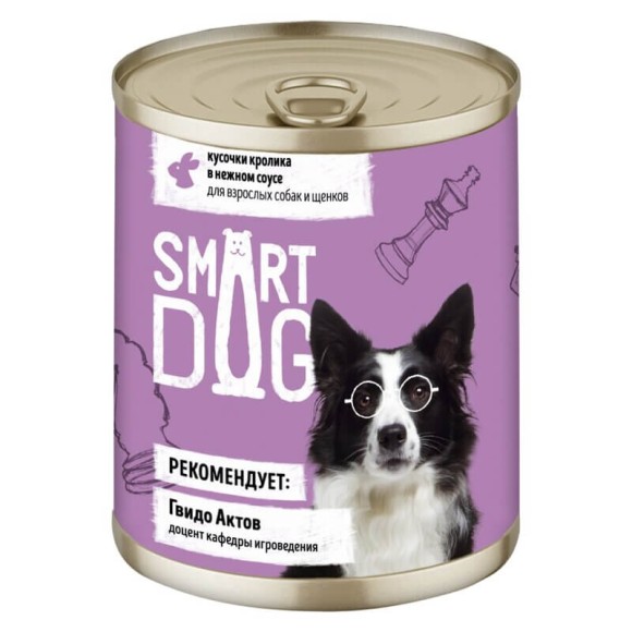 Консервы Smart Dog для взрослых собак и щенков кусочки кролика в нежном соусе, 240г (12 шт)