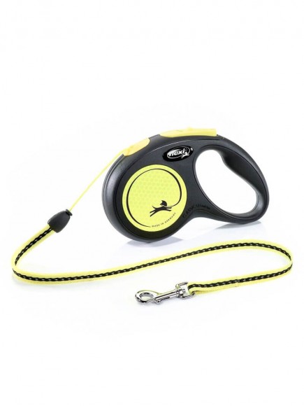 Поводок-рулетка Flexi Neon New Classic S для собак до 12 кг трос 5 м (жёлтый)