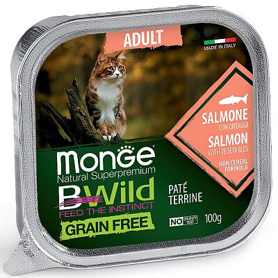 Консервы беззерновые Monge Cat BWild Grain Ffree для кoшек из лосося с овощами
