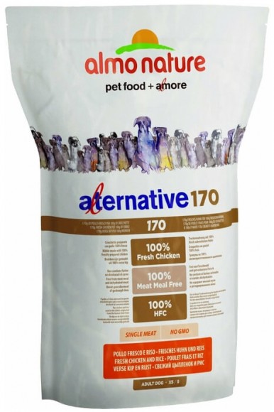 Корм Almo Nature Alternative для собак карликовых и мелких пород (со свежим цыпленком и рисом 75% мяса)
