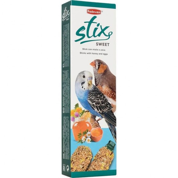 Лакомство Padovan Stix Sweet палочки с медом и яйцом для попугаев и экзотических птиц (80г)