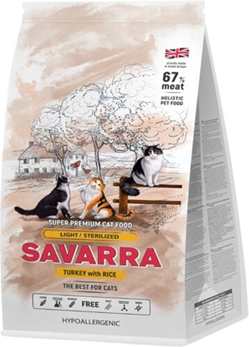 Корм Savarra Sterilized Light для кошек с избыточным весом и стерилизованных (индейка и рис)
