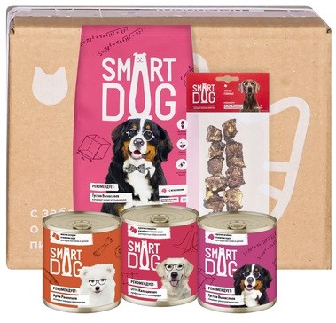 Корм Smart Dog Smart Box мясной рацион для умных собак крупных пород