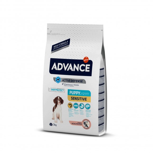 Корм Advance Puppy Sensitive для щенков с чувствительным пищеварением (лосось и рис)
