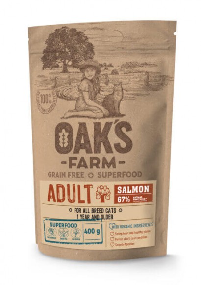 Корм Oak's Farm Grain Free Salmon Adult Cat для кошек (лосось)
