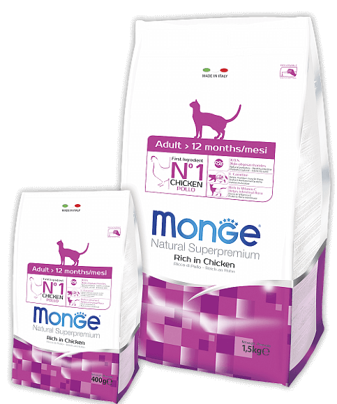 Корм Monge Cat Daily Line для взрослых кошек курица и рис