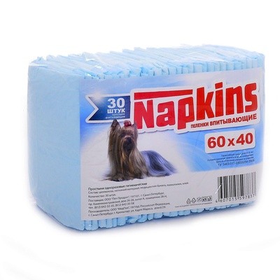 Пеленки Napkins для собак впитывающие, 60x40, 30 шт