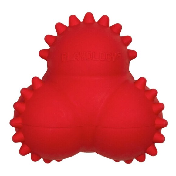 Дентальный жевательный тройной мяч Playology Squeaky Bounce Ball для щенков с ароматом говядины, красный