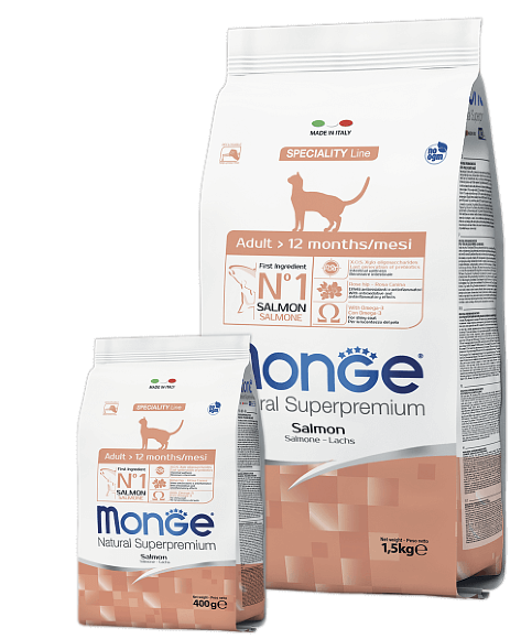 Корм Monge Cat Speciality Line Monoprotein для взрослых кошек с лососем