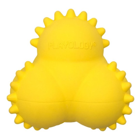 Дентальный жевательный тройной мяч Playology Squeaky Bounce Ball для щенков с ароматом курицы, желтый