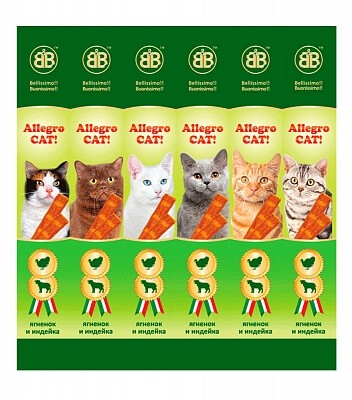 Лакомства для кошек B&B Allegro Cat мясные колбаски (ягненок и индейка)