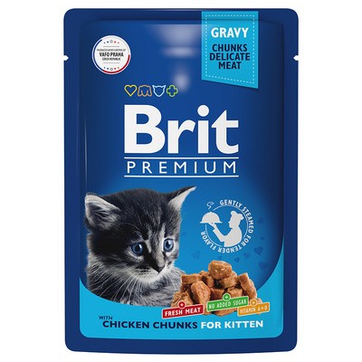 Паучи Brit для котят с цыпленком в соусе 14 шт