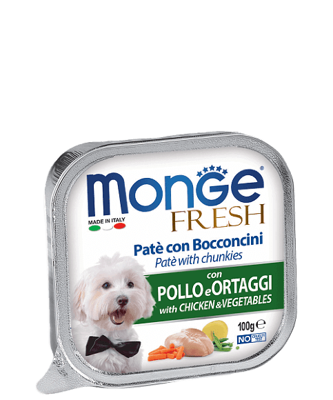 Консервы Monge Dog Fresh для собак паштет из курицы с овощами (32 шт)