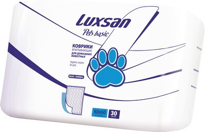 Пеленки Luxsan для животных 60x60 см, 30 шт (100% целлюлоза)
