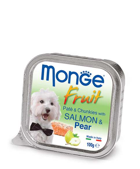 Консервы Monge Dog Fruit для собак паштет с лососем и грушей (32 шт)