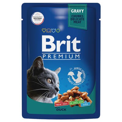 Паучи Brit для взрослых кошек с уткой в соусе 14 шт